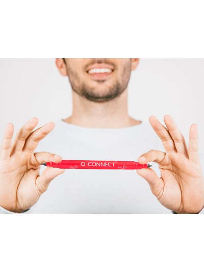 Rotulador q-connect marcador permanente doble punta color rojo 0,4 mm y 1 mm