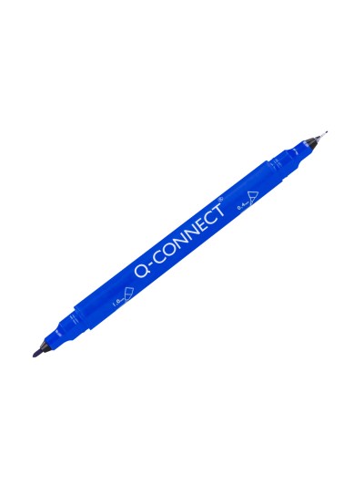 Rotulador q-connect marcador permanente doble punta color azul 0,4 mm y 1 mm