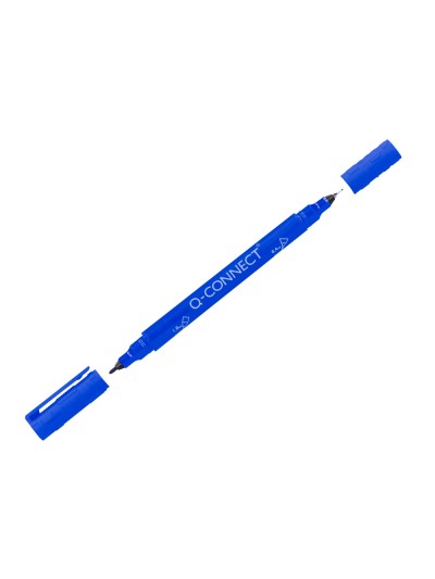 Rotulador q-connect marcador permanente doble punta color azul 0,4 mm y 1 mm