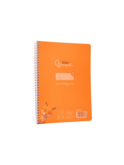 Cuaderno espiral liderpapel din a5 pautaguia tapa plastico 80h 90gr cuadro pautado 4mm color naranja