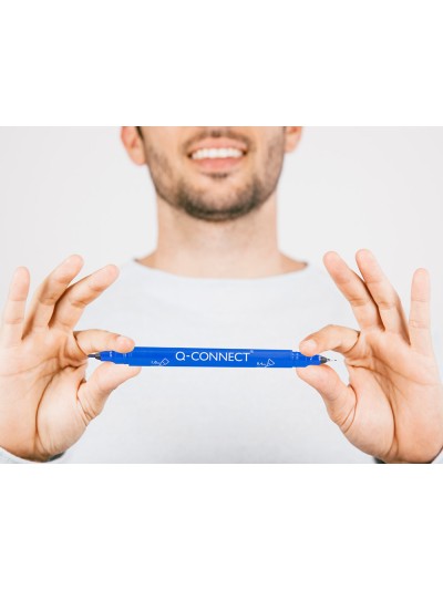 Rotulador q-connect marcador permanente doble punta color azul 0,4 mm y 1 mm