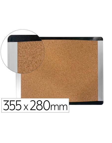 Pizarra corcho bi-office inka reciclado marco de aluminio y laterales plastico negro 355x280 mm