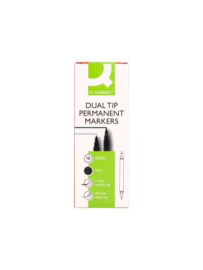 Rotulador q-connect marcador permanente doble punta color negro 4 mm y 1 mm