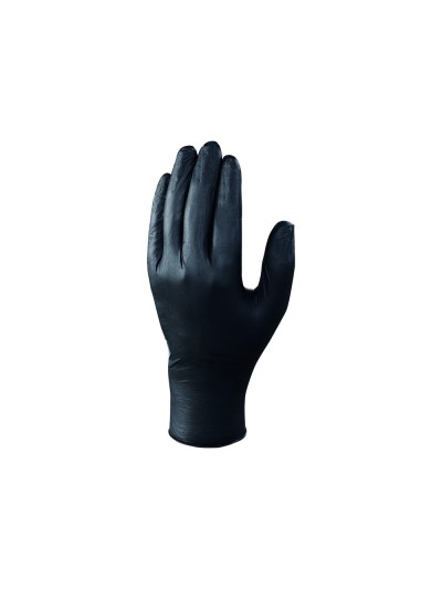 Guantes de nitrilo deltaplus quimico desechable no empolvado talla 8/9 color negro caja de 100 unidades