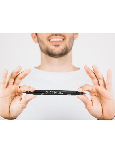 Rotulador q-connect marcador permanente doble punta color negro 4 mm y 1 mm