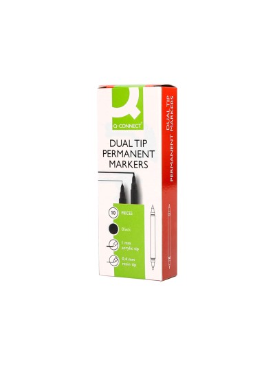 Rotulador q-connect marcador permanente doble punta color negro 4 mm y 1 mm