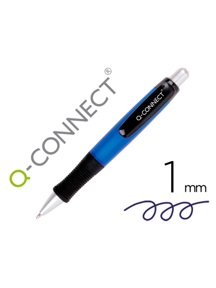 Boligrafo q-connect premium retractil con sujecion de caucho color azul punta 1 mm Boligrafo q-connect premium retractil con sujecion de caucho color azul punta 1 mm