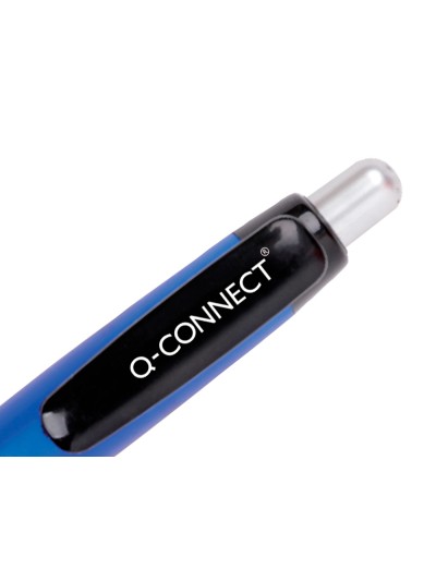 Boligrafo q-connect premium retractil con sujecion de caucho color azul punta 1 mm