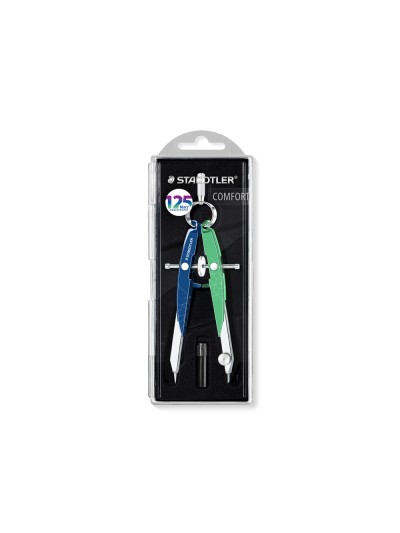 Compas staedtler micrometrico mars 556 azul/verde con husillo y rueda central