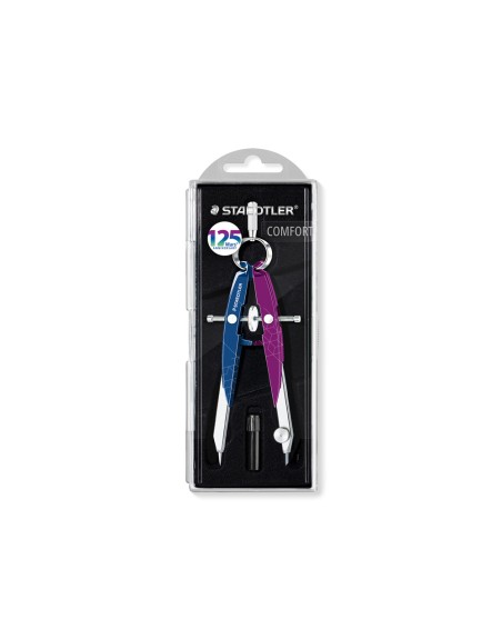Compas staedtler micrometrico mars 556 azul/lila con husillo y rueda central