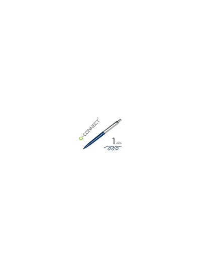 Boligrafo q-connect premium metalico retractil con clip color azul punta 1 mm