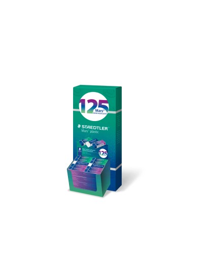 Goma de borrar staedtler mars plastic 125 aniversario 526/50 mars expositor de 80 gomas