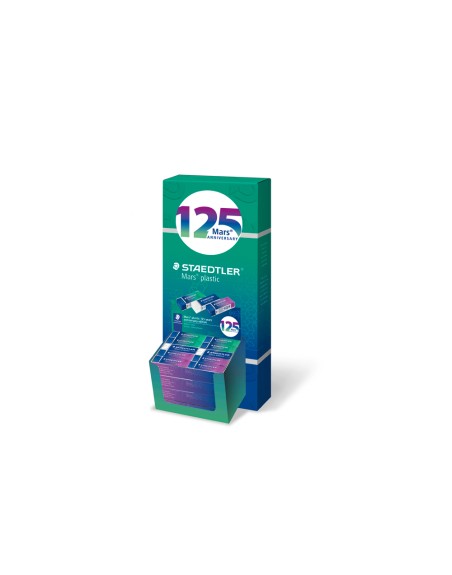 Goma de borrar staedtler mars plastic 125 aniversario 526/50 mars expositor de 80 gomas