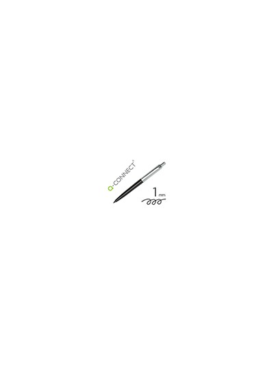 Boligrafo q-connect premium metalico retractil con clip color negro punta 1 mm