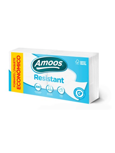 Servilleta amoos resistant 1 capa color blanco 30x30 cm paquete de 200 unidades
