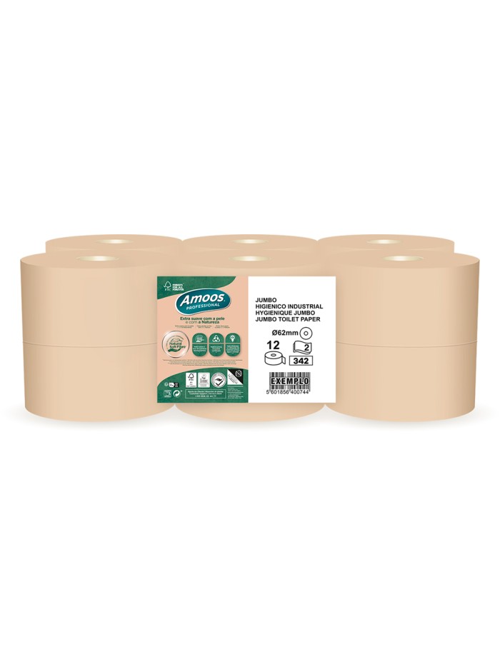 Papel higienico amoos naturally jumbo professional 2 capas pasta cruda paquete de 6 rollos 120 m Papel higienico amoos naturally jumbo professional 2 capas pasta cruda paquete de 6 rollos 120 m
