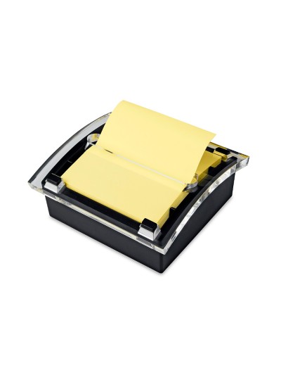 Soporte bloc de notas adhesivas quita y pon q-connect zigzag color negro con 1 bloc 76x76 mm