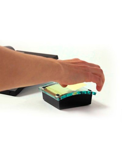 Soporte bloc de notas adhesivas quita y pon q-connect zigzag color negro con 1 bloc 76x76 mm