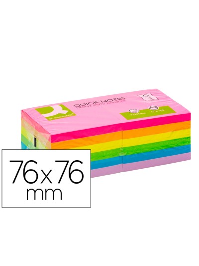 Bloc de notas adhesivas quita y pon q-connect 76x76 mm fsc colores neon y pastel surtidos