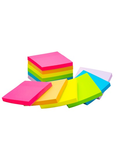 Bloc de notas adhesivas quita y pon q-connect 76x76 mm fsc colores neon y pastel surtidos