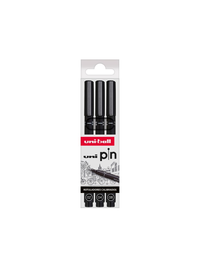 Rotulador uniball pin calibrado micrometrico color negro blister de 3 unidades Rotulador uniball pin calibrado micrometrico color negro blister de 3 unidades
