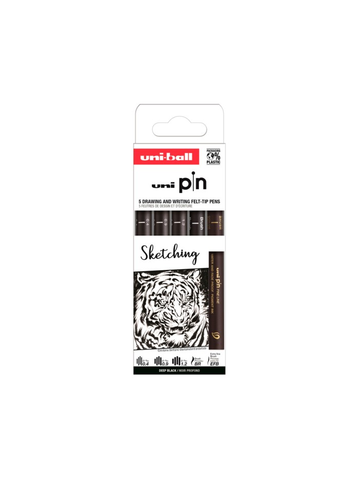 Rotulador uniball pin sketching color negro blister de 5 unidades Rotulador uniball pin sketching color negro blister de 5 unidades