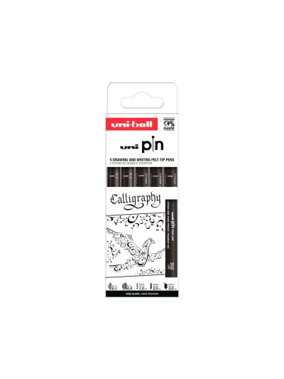 Rotulador uniball pin caligrafico color negro blister de 5 unidades