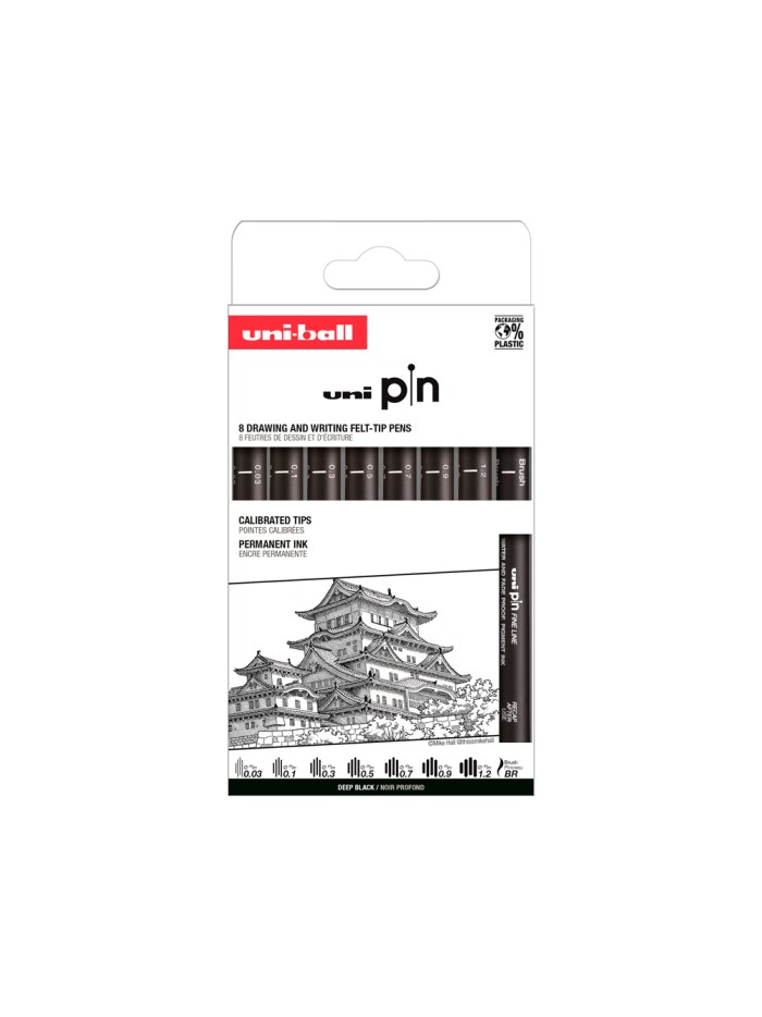 Rotulador uniball pin calibrado micrometrico clasico i color negro blister de 8 unidades Rotulador uniball pin calibrado micrometrico clasico i color negro blister de 8 unidades
