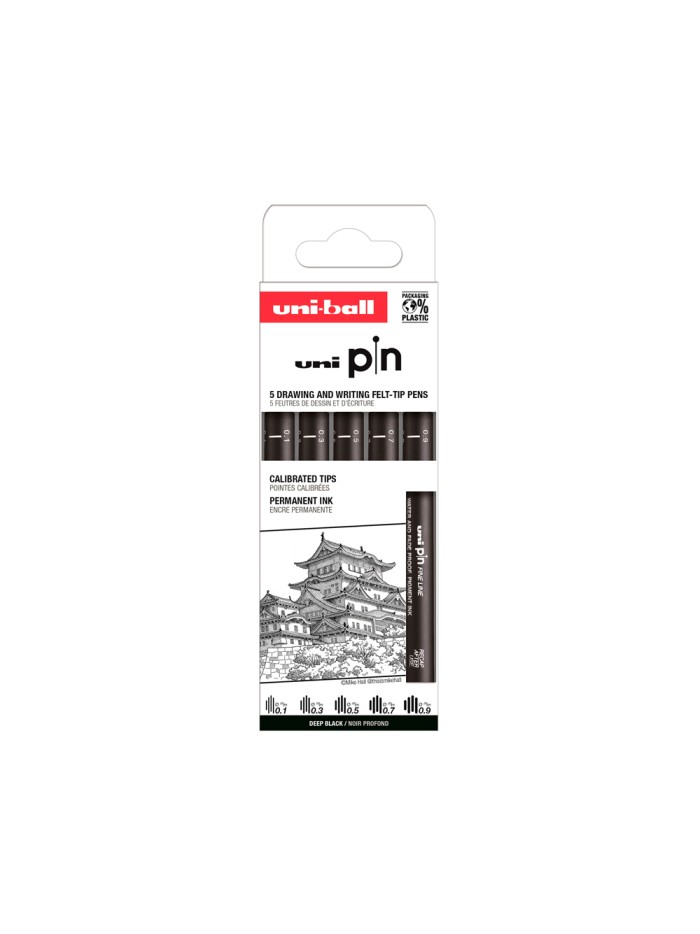 Rotulador uniball pin calibrado micrometrico clasico i color negro blister de 5 unidades Rotulador uniball pin calibrado micrometrico clasico i color negro blister de 5 unidades