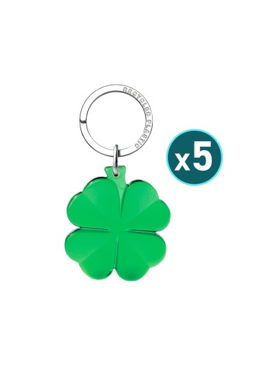 Llavero trebol 4 hojas acrilico reciclado pack de 5 unidades colores surtidos