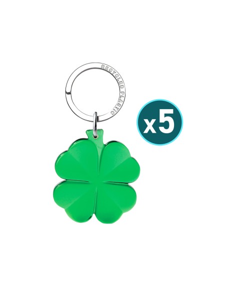 Llavero trebol 4 hojas acrilico reciclado pack de 5 unidades colores surtidos