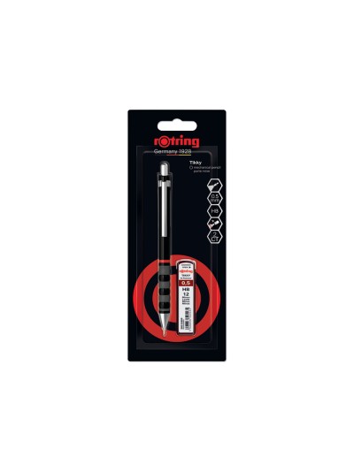 Set portaminas rotring tikky 0,5 mm color negro + 12 minas hb
