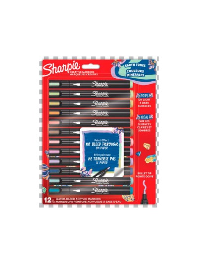 Rotulador sharpie acrilico earth tones blister de 12 unidades colores surtidos