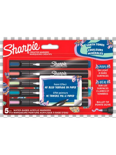 Rotulador sharpie acrilico earth tones blister de 5 unidades colores surtidos