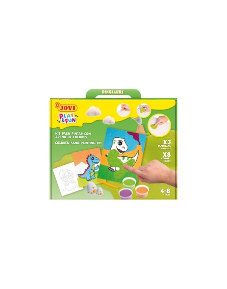 Juego jovi play&fun pinta con arena de colores dinosaurios