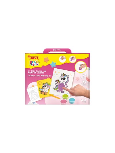 Juego jovi play&fun pinta con arena de colores unicornios