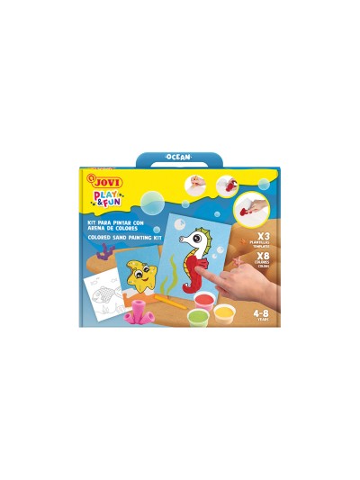 Juego jovi play&fun pinta con arena de colores animales marinos