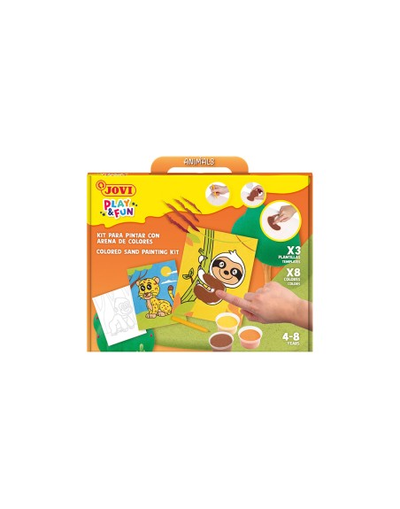 Juego jovi play&fun pinta con arena de colores animales terrestres