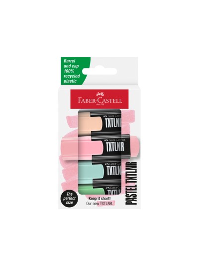 Rotulador faber castell neon txtlnr fluorescente pastel blister de 4 unidades colores surtidos