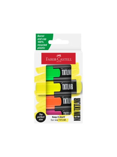 Rotulador faber castell neon txtlnr fluorescente blister de 4 unidades colores surtidos