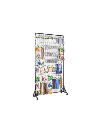 Expositor liderpapel metalico para productos de manualidades con 373 unidades surtidas 40 ganchos y 3 bandejas