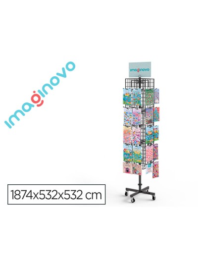 Pegatinas imaginovo expositor metalico giratorio con 40 ganchos ajustables surtido cerrado 630 uds 1874x532x532
