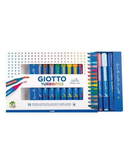 Rotulador giotto turbo pro acuarelable doble punta estuche de 15 unidades colores surtidos