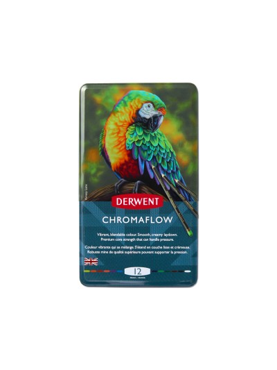 Lapices de colores derwent chromaflow caja metalica de 12 unidades colores surtidos