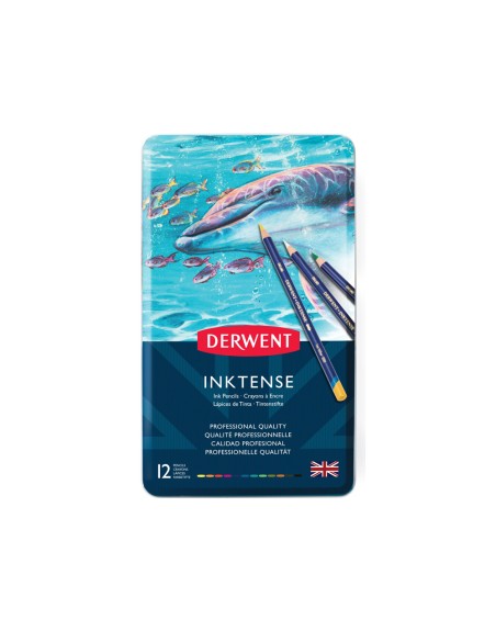 Lapices de colores derwent inktense acuarelable caja metalica de 12 unidades colores surtidos