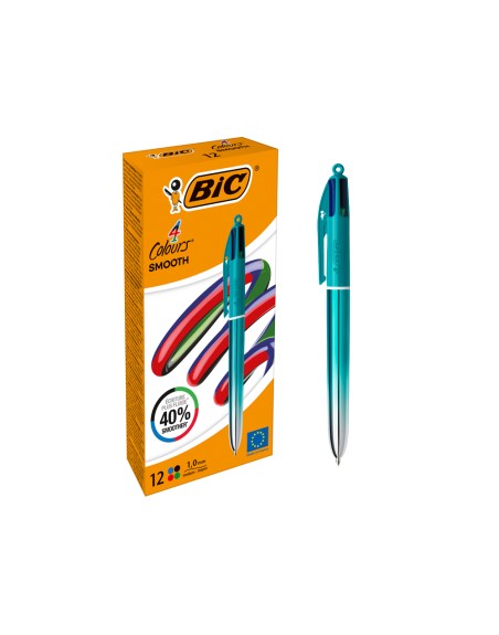 Boligrafo bic cuatro colores smooth gradiente color verde
