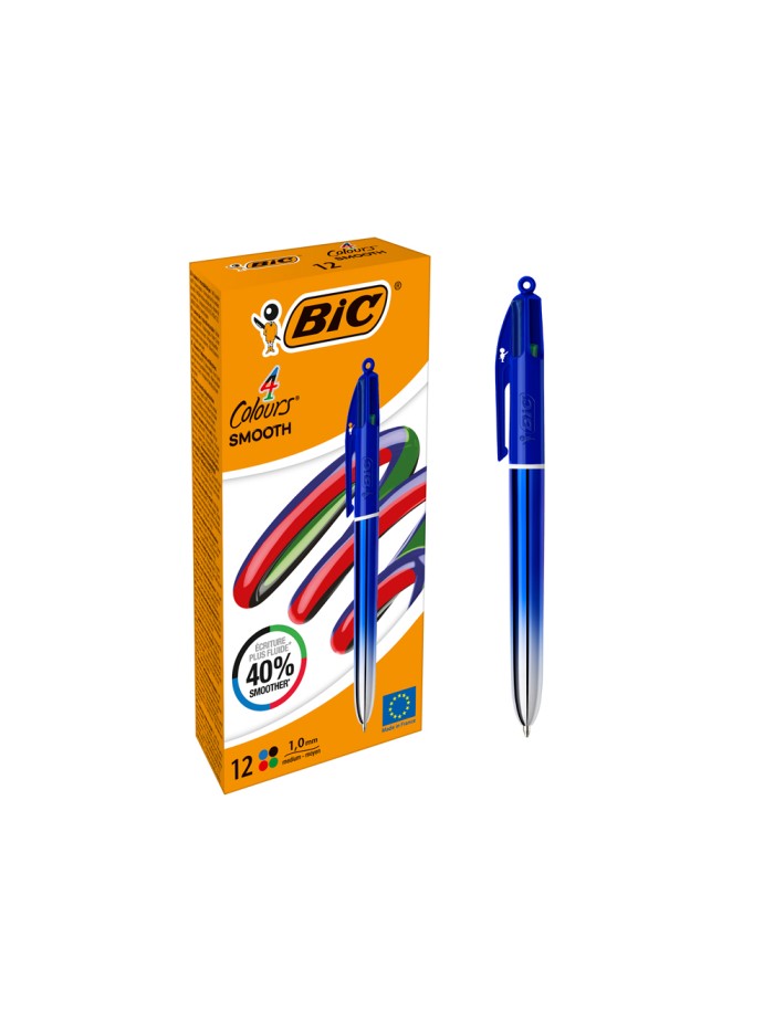 Boligrafo bic cuatro colores smooth gradiente color azul Boligrafo bic cuatro colores smooth gradiente color azul