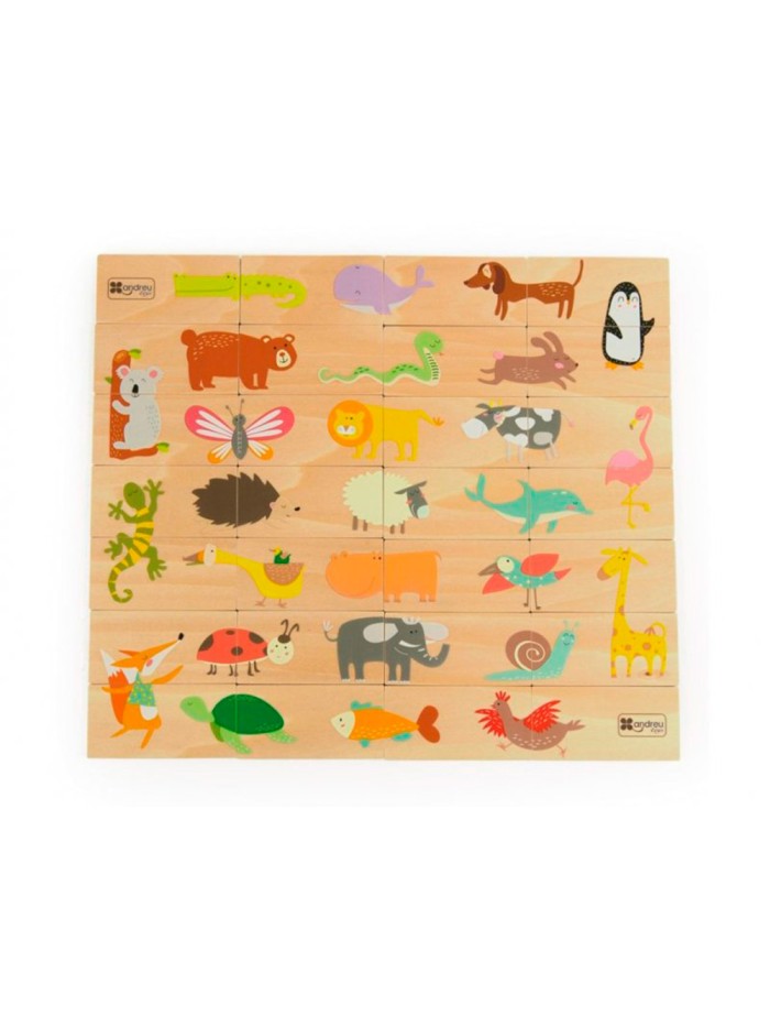 Puzle andreutoys domino animales madera 28 piezas Puzle andreutoys domino animales madera 28 piezas