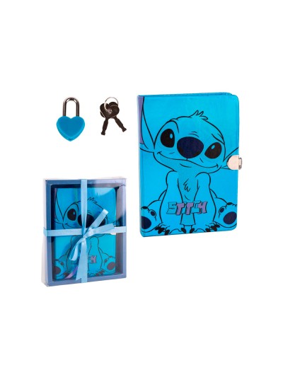 Diario stitch con candado forma corazon 165x210 mm