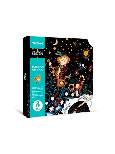 Juego didactico mideer scratch art card boy